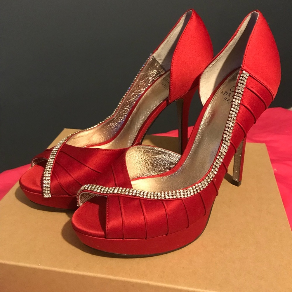 Red diamond peep toe heels
